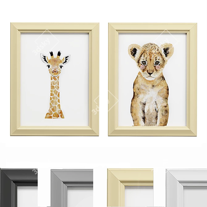 Children's Canvas Art Print Set 3D model image 1