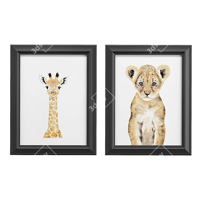 Children's Canvas Art Print Set 3D model image 2