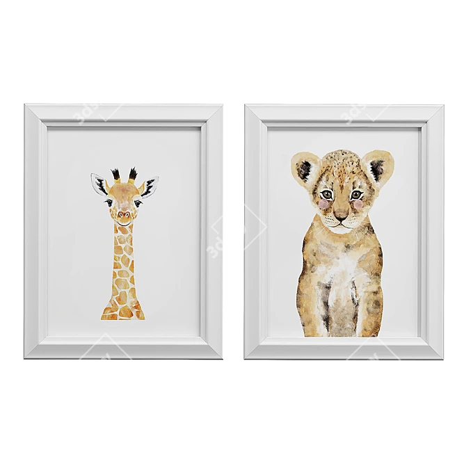 Children's Canvas Art Print Set 3D model image 3