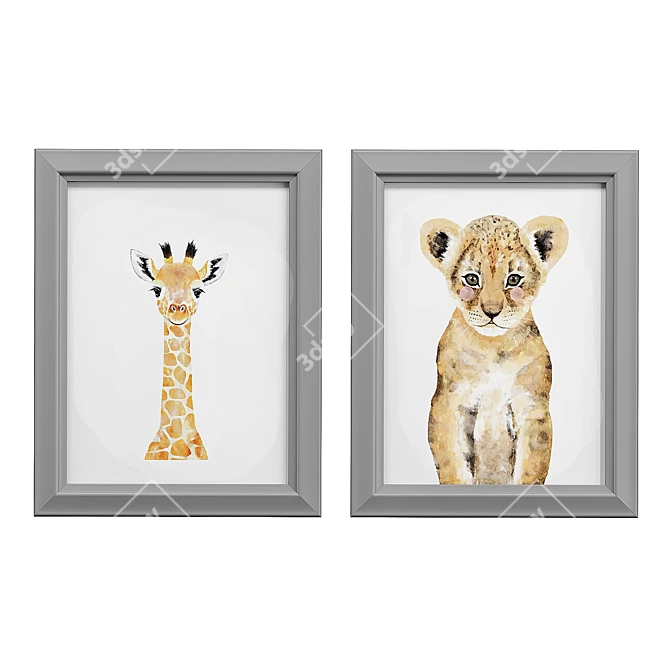 Children's Canvas Art Print Set 3D model image 4