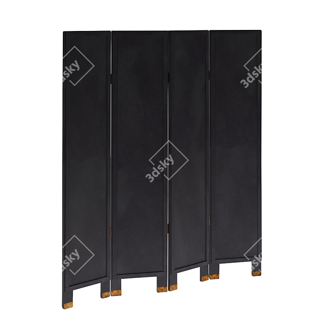 Sleek Black Lacquer Room Divider 3D model image 3