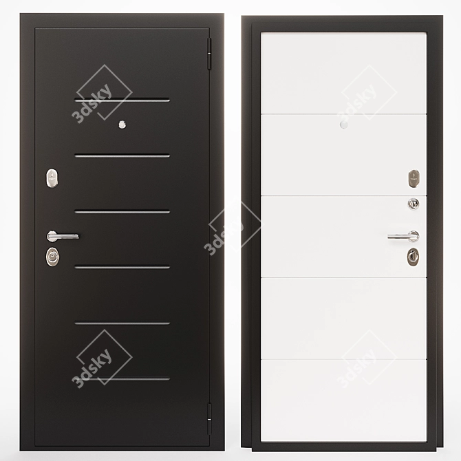 Modern Entrance Door, 66mm Thickness 3D model image 1