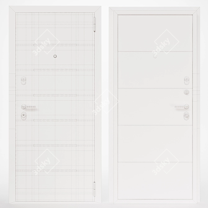 Modern Entrance Door, 66mm Thickness 3D model image 2