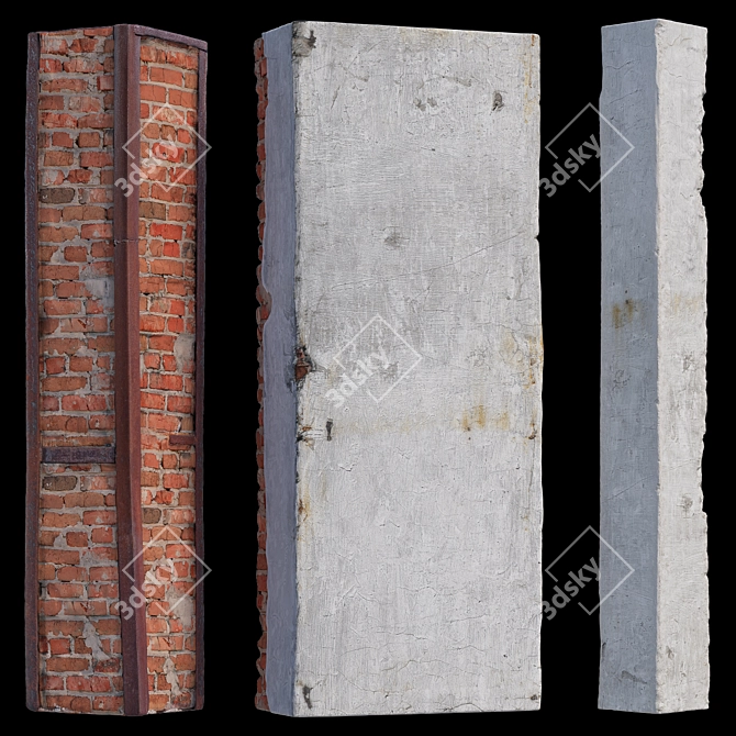 Vintage Loft Column Set 3D model image 6