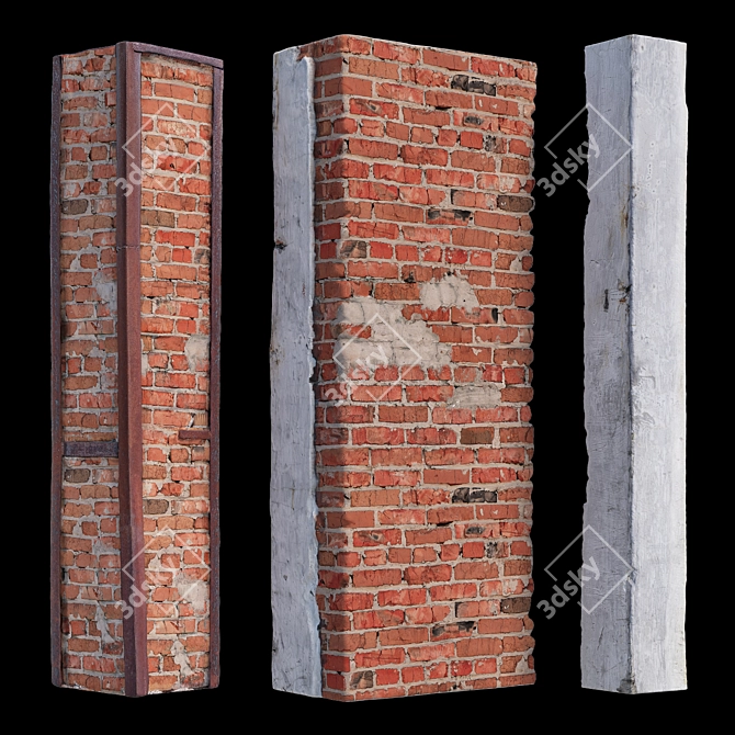 Vintage Loft Column Set 3D model image 7