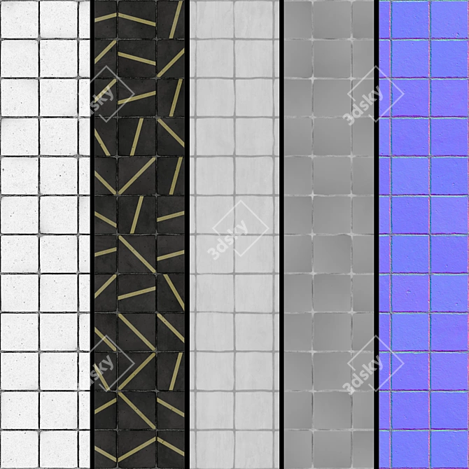 Seamless PBR Tile Material Pack 3D model image 3