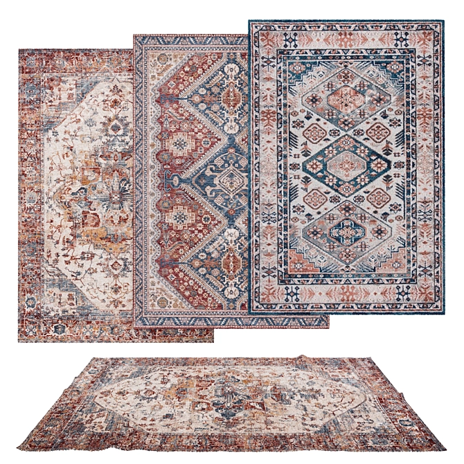 Versatile Rug Set with Materials 3D model image 1