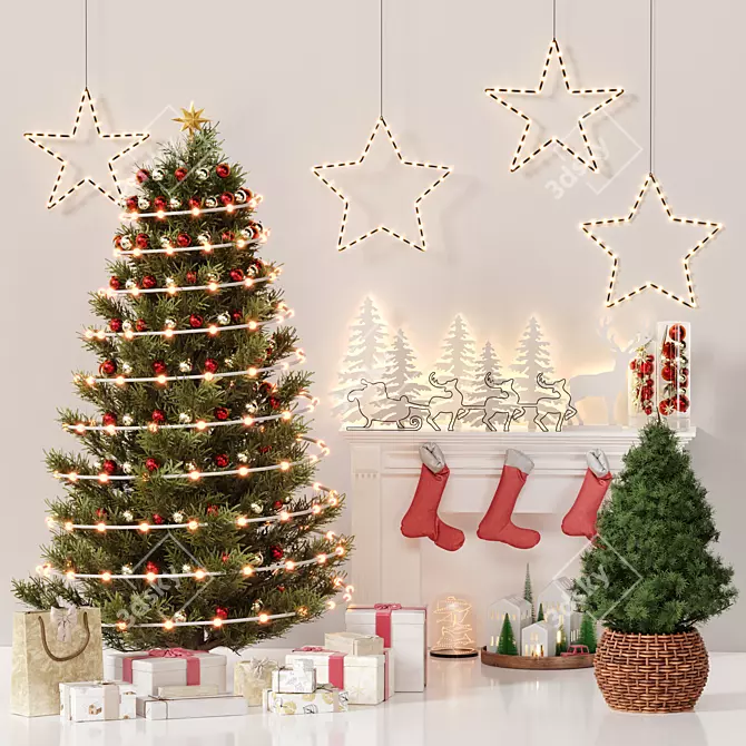 Festive 3D Christmas Decor Collection 3D model image 2