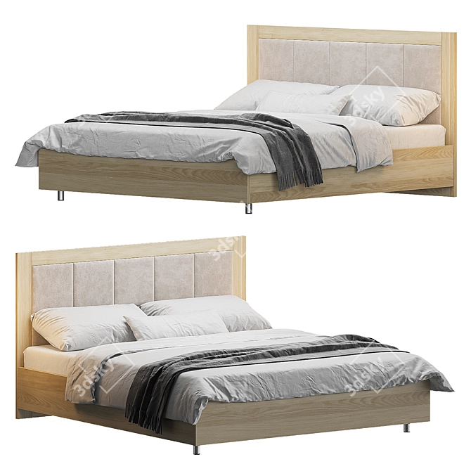 Elegant Beige Innovo Lux Bed 3D model image 7