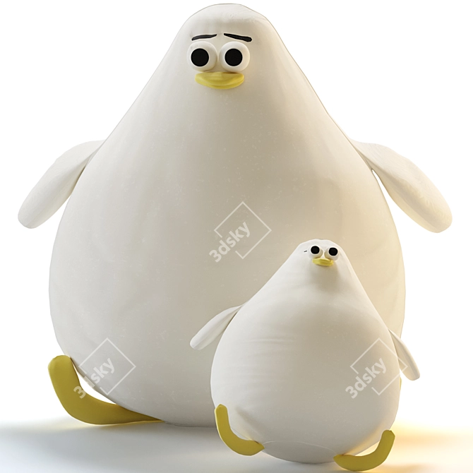 Plush Penguin Pillow Toy Set 3D model image 1