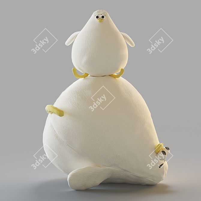 Plush Penguin Pillow Toy Set 3D model image 4