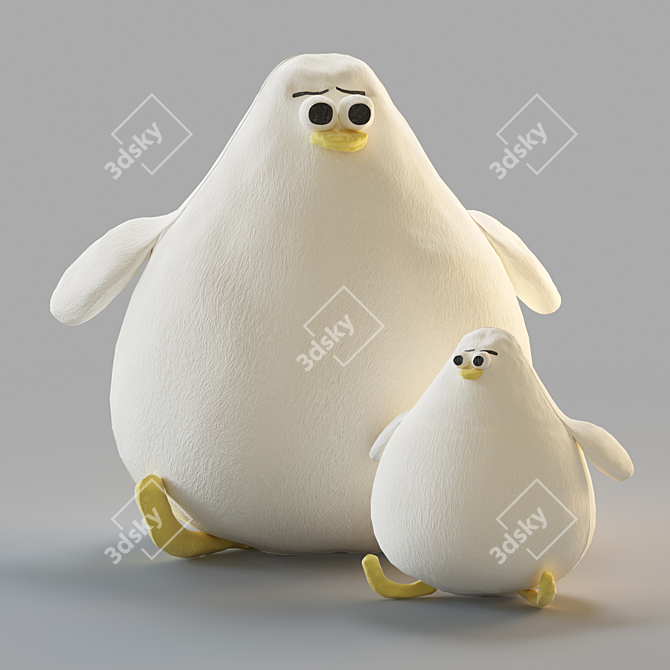 Plush Penguin Pillow Toy Set 3D model image 5