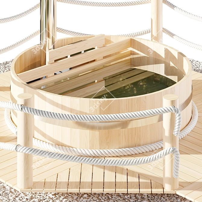 Japanese Barrel Bath Heater 3D model image 2