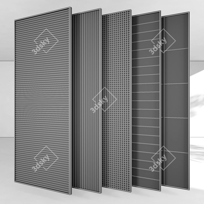 Modern Aluminum Door Panel Set 3D model image 7