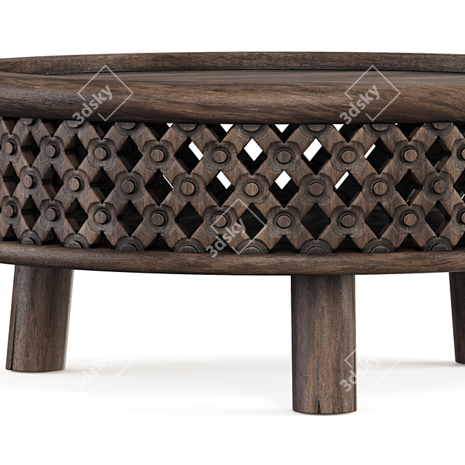 Handcrafted Elm Wood Coffee Table 3D model image 3