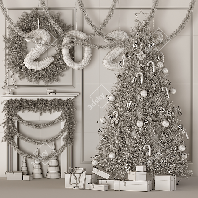  New Year Tree Decoration Set 3D model image 2