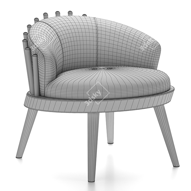 Modern Upholstered Armchair in Walnut 3D model image 2