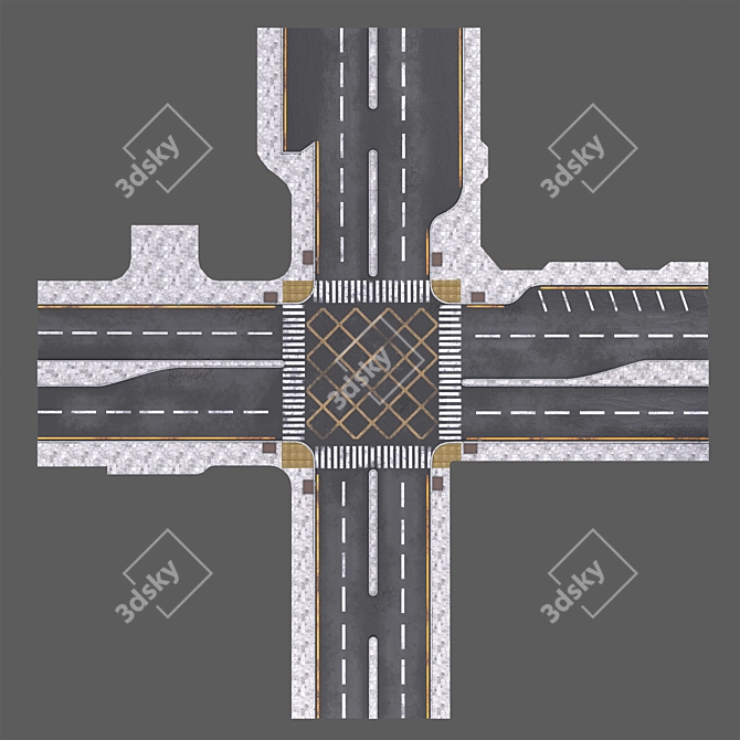 Crossroad 3D Model Asset 3D model image 2