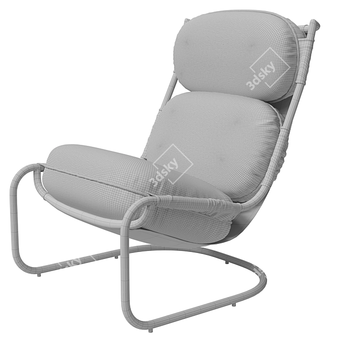 Elegant Retrò-Inspired Columbus Armchair 3D model image 7