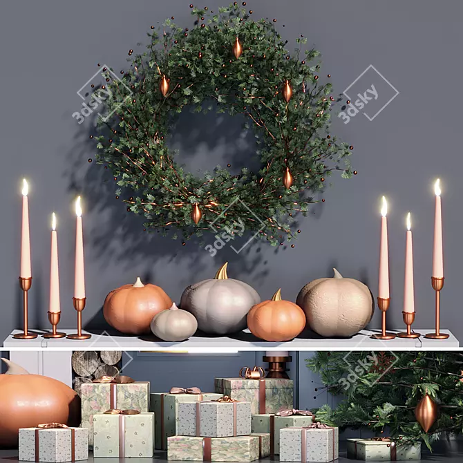 Festive Tree & Decor Set 3D model image 3