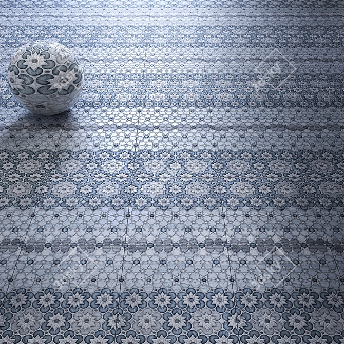 Ceramic Geometric Patterned Tiles Set 3D model image 2