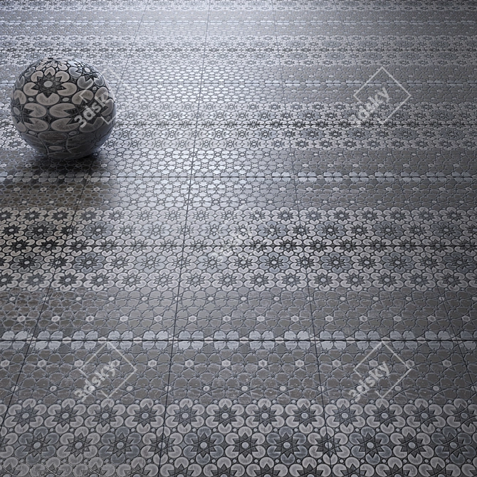 Ceramic Geometric Patterned Tiles Set 3D model image 3