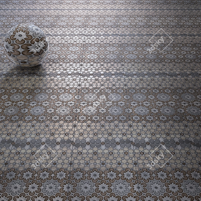 Ceramic Geometric Patterned Tiles Set 3D model image 4