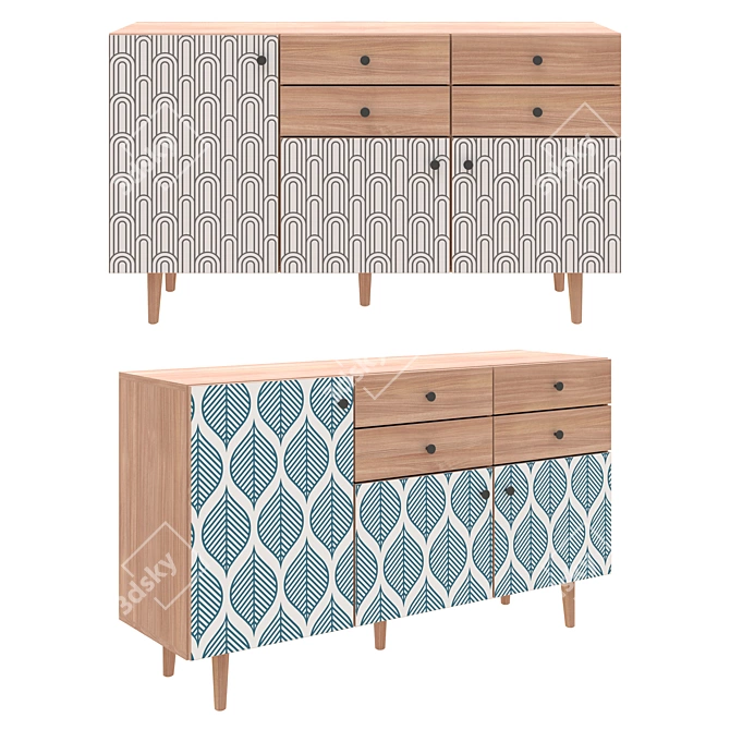 Frida 10 Colourful Drawer Chest 3D model image 2