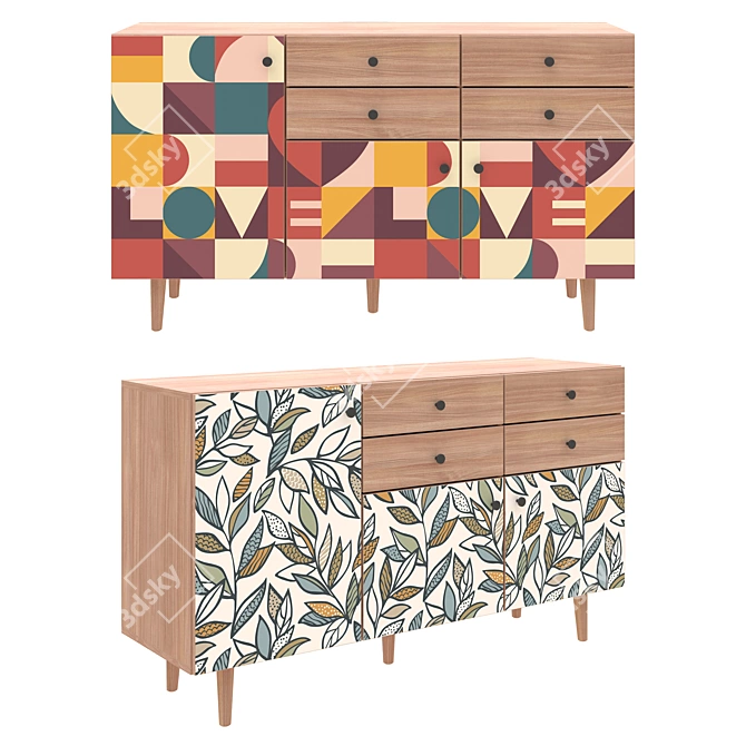 Frida 10 Colourful Drawer Chest 3D model image 3