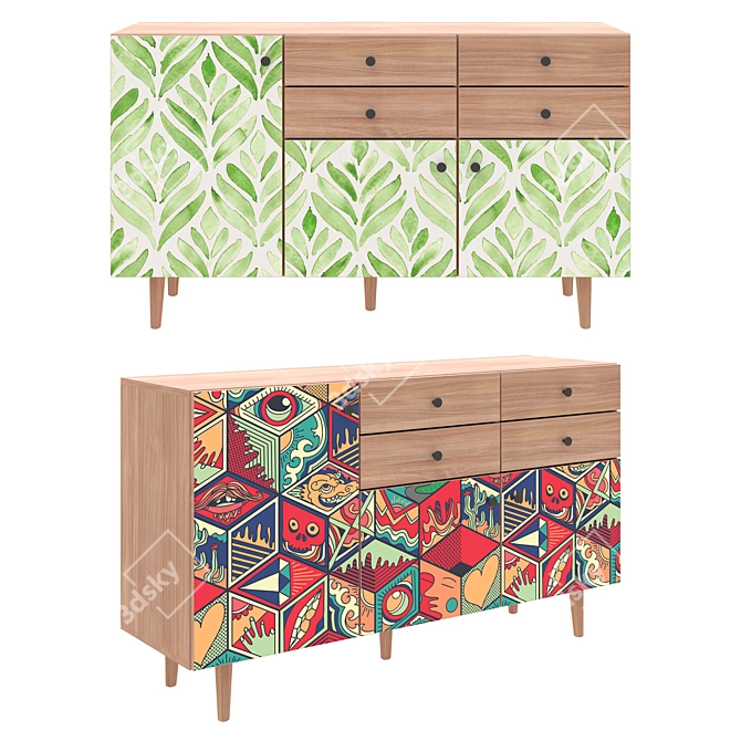 Frida 10 Colourful Drawer Chest 3D model image 4