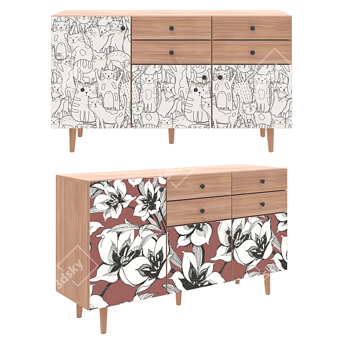 Frida 10 Colourful Drawer Chest 3D model image 5