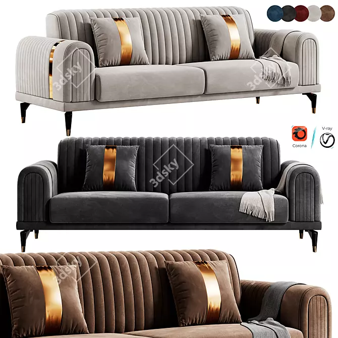 Luxury Italian 3D Sofa Model 3D model image 1