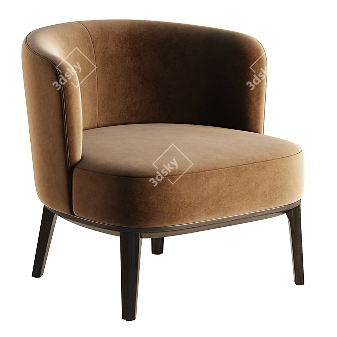 Modern Upholstered Fabric Easy Chair 3D model image 2