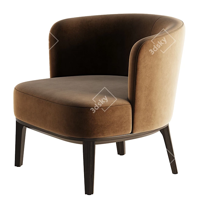 Modern Upholstered Fabric Easy Chair 3D model image 5