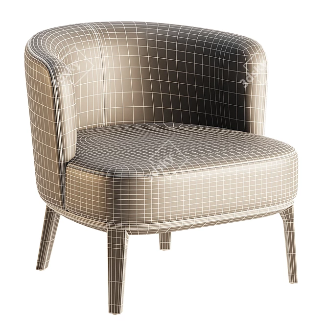 Modern Upholstered Fabric Easy Chair 3D model image 6