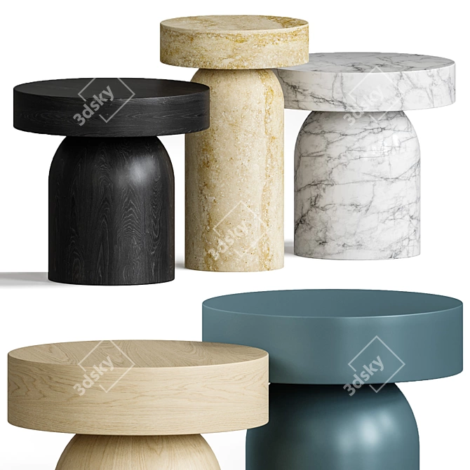 Modern Round Side Tables Set 3D model image 1