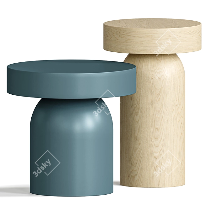 Modern Round Side Tables Set 3D model image 2