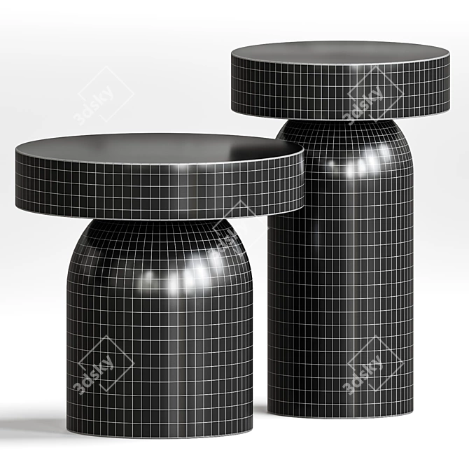 Modern Round Side Tables Set 3D model image 3