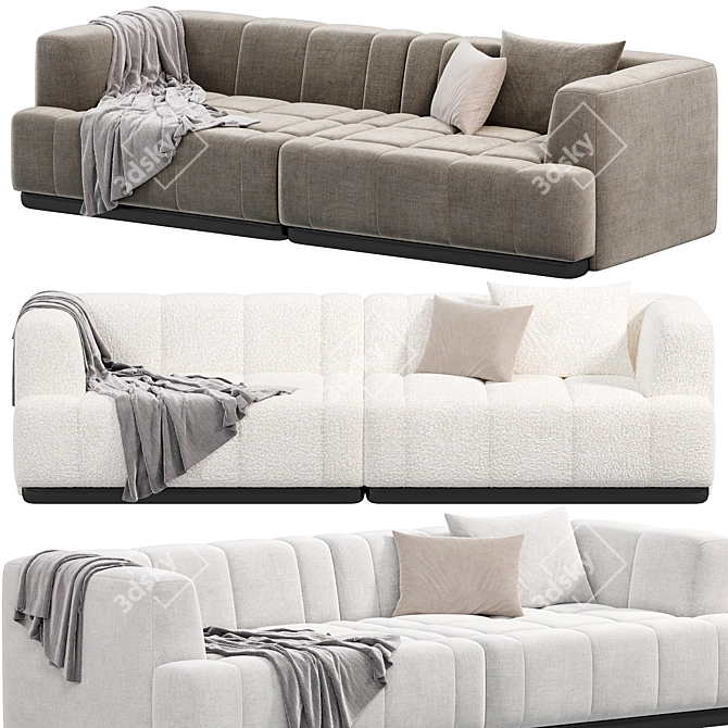 Modern Quilton Contrast Combination Sofa 3D model image 1