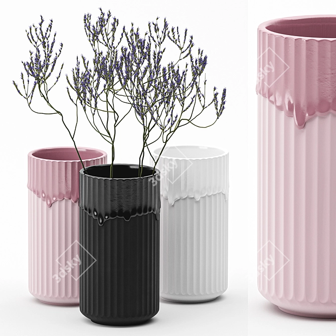 Lyngby Glaze Vase Trio 3D model image 1