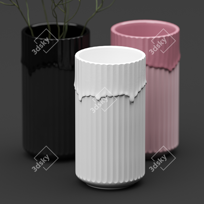 Lyngby Glaze Vase Trio 3D model image 5