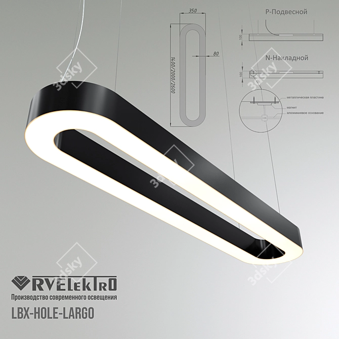 Oval LED Pendant Light Fixture 3D model image 3