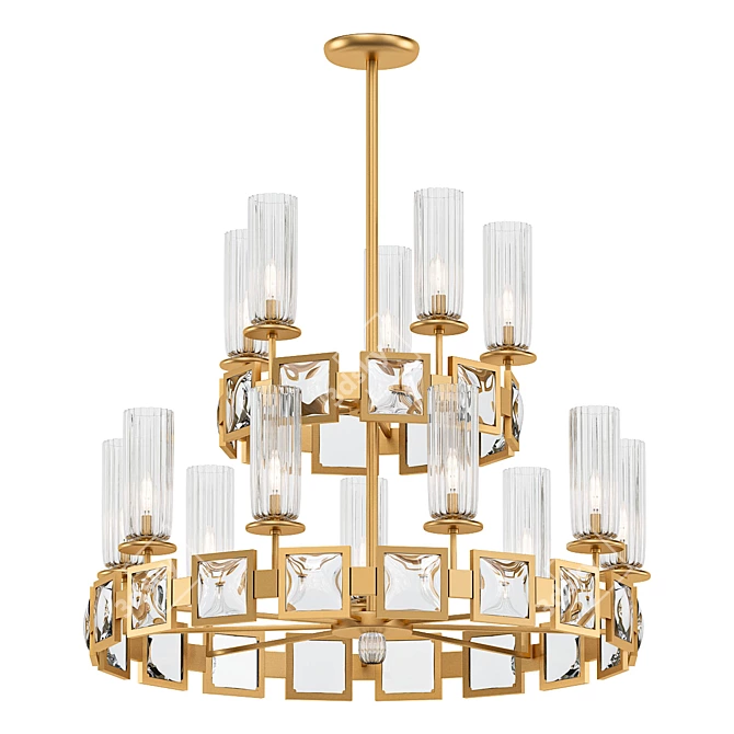 Elegant Gold Tiered Chandelier 3D model image 1