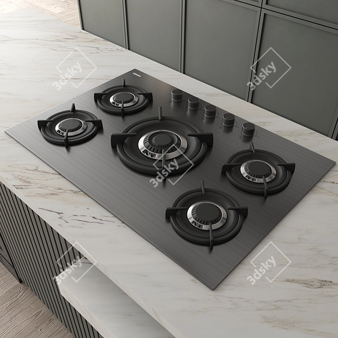 Modern Kitchen Set with Appliances 3D model image 6