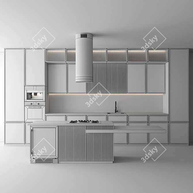 Modern Kitchen Set with Appliances 3D model image 7