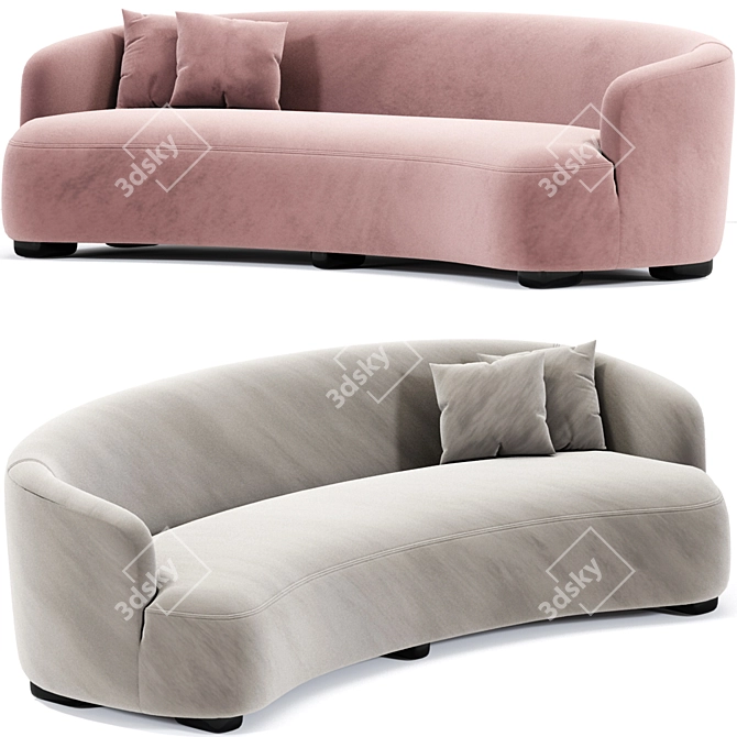 Sleek Curved Fabric Sofa Model 3D model image 1