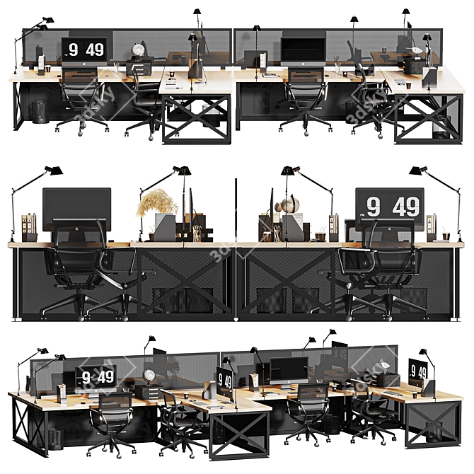 Modern Office Table and Chair 3D model image 1