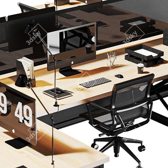 Modern Office Table and Chair 3D model image 5