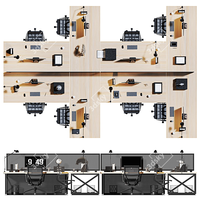 Modern Office Table and Chair 3D model image 7