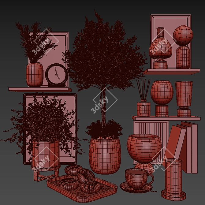 Elegant Decor Set 19 3D model image 2